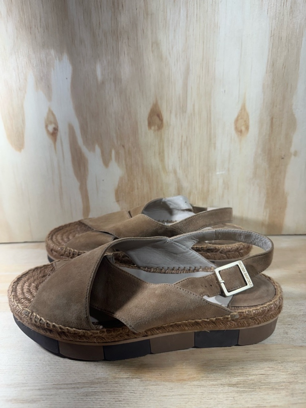 Paloma Barcelo Tan Suede Espadrille Slingback Sandals Size 8.5
